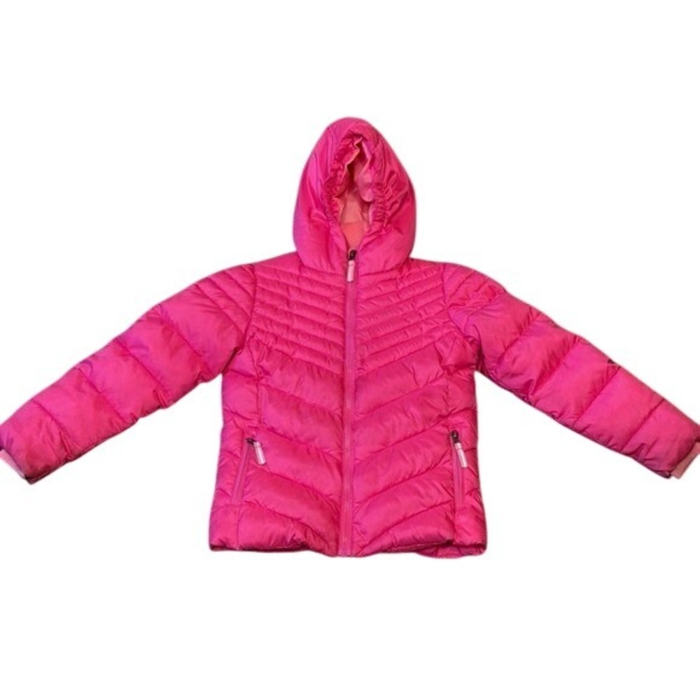 Champion Puffy Fleece Winter Jacket Hooded Hot Pink Girls Small 6-7